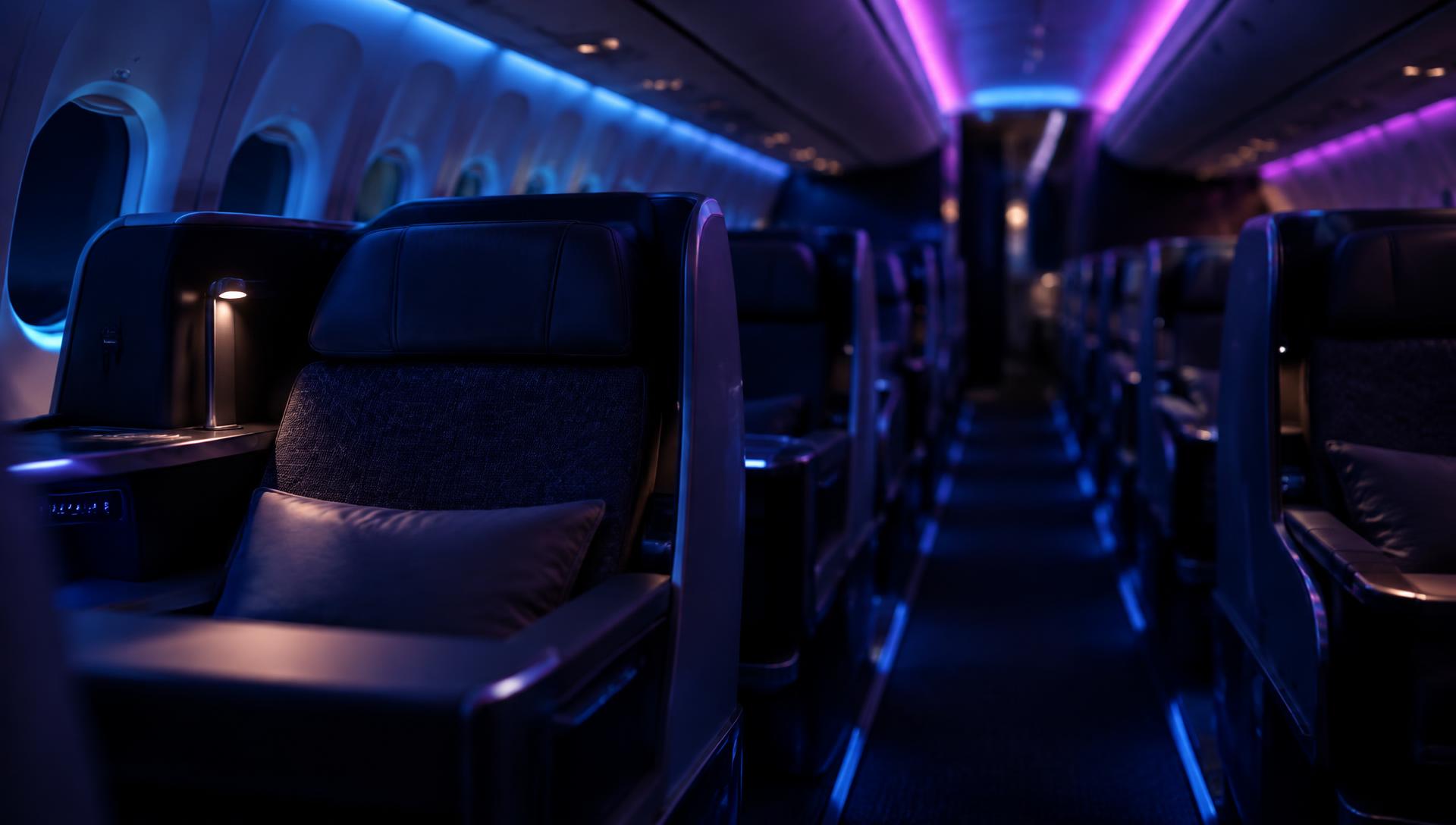 Aircraft cabin at night